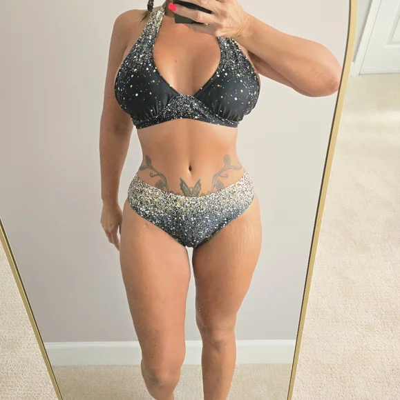Pg8 Black and Gold Sequin Bikini Set - Picture 3 of 9